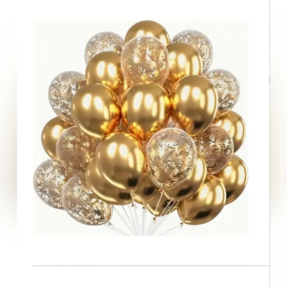 NEW MULTIPACK GOLDEN METALLIC BALLOONS 30 PIECE PACKAGE